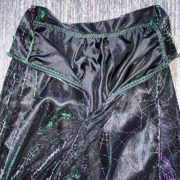 Vintage Girls Size Large A Line Midi Skirt Black Iridescent Spider Web Design - Picture 6 of 6